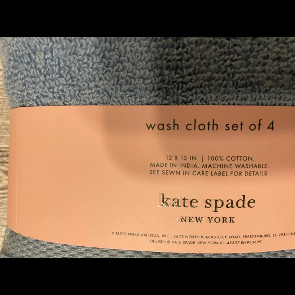 Kate Spade wash cloth set, NWT